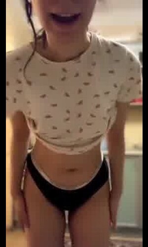 Slim girl shows boobs